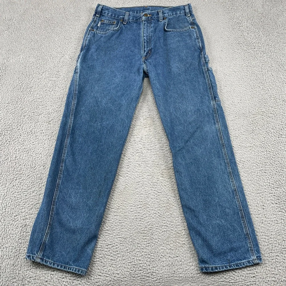 Carhartt Jeans Mens 36x32 Blue B171-DST Relaxed Fit Carpenter Work Denim